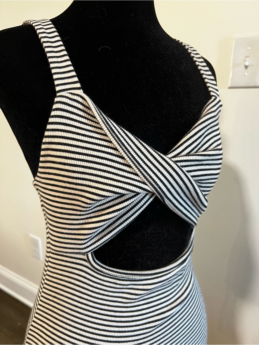 Lulu's Black & White Striped Twist-Front Bodysuit - Picture 2 of 4